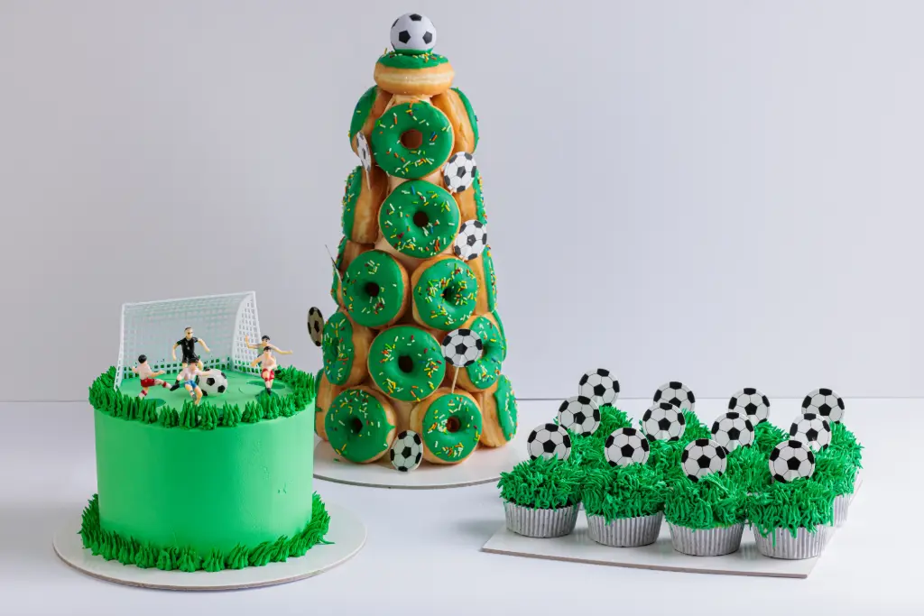 FOOTBALL THEME CAKE-CUPCAKE-DOUNAT CONE