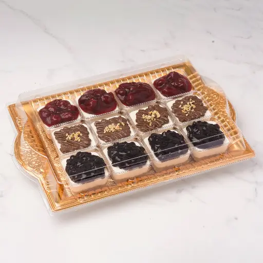 GOLD TRAY MINI CHESSEE CAKE GLASS 12PCS
